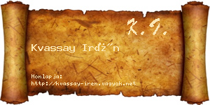 Kvassay Irén névjegykártya